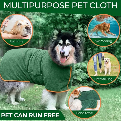 Drying robe on large dog